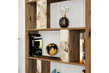 Timiza Bokhylla 90x20 cm 5 Hyllor - Mörkbrun/Vit - Förvaring - Hylla - Bokhylla