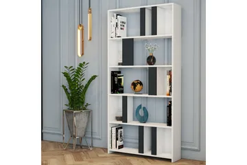 Timiza Bokhylla 90x20 cm 5 Hyllor - Vit/Antracit - Förvaring - Hylla - Bokhylla