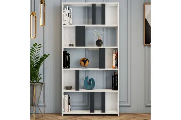 Timiza Bokhylla 90x20 cm 5 Hyllor - Vit/Antracit - Förvaring - Hylla - Bokhylla