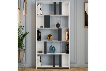 Timiza Bokhylla 90x20 cm 5 Hyllor - Vit/Antracit - Förvaring - Hylla - Bokhylla
