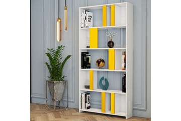 Timiza Bokhylla 90x20 cm 5 Hyllor - Vit/Gul - Förvaring - Hylla - Bokhylla