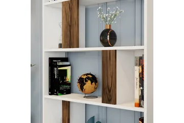 Timiza Bokhylla 90x20 cm 5 Hyllor - Vit/Mörkbrun - Förvaring - Hylla - Bokhylla