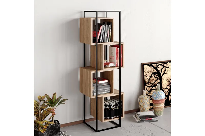 Tosches Bokhylla 52 cm - Valnöt|Svart - Förvaring - Hylla - Bokhylla