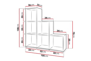 Trio Hylla 105x33x108 cm - Grå/Vit - Förvaring - Hylla - Bokhylla