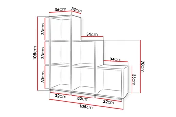 Trio Hylla 105x33x108 cm - Grå/Vit - Förvaring - Hylla - Bokhylla