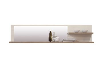 Vägghylla med Spegel Breage 25x213 cm - Brun|Vit - Förvaring - Hylla - Bokhylla