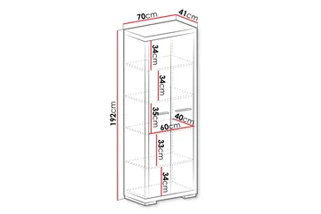 Vegas Bokhylla 70x40,5x192 cm LED-belysning - Beige/Grå - Förvaring - Hylla - Bokhylla