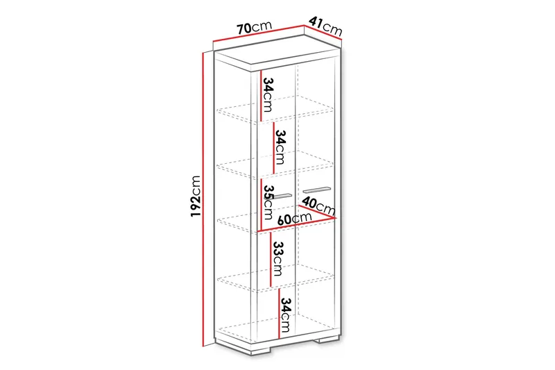 Vegas Bokhylla 70x40,5x192 cm LED-belysning - Beige/Grå - Förvaring - Hylla - Bokhylla