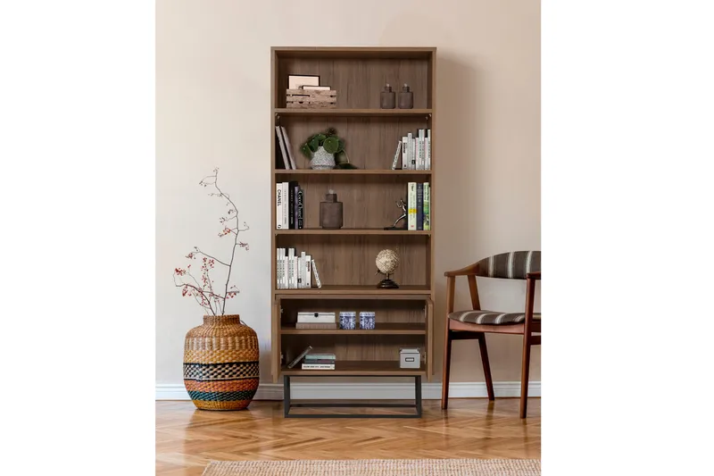 Vernavola Bokhylla 80x36 cm 3 Hyllor - Mörkbrun/Svart - Förvaring - Hylla - Bokhylla