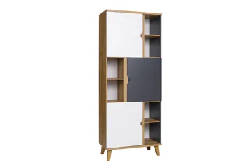 Vintra Bokhylla 80 cm 3 Luckor - Vit/Grå/Trä - Förvaring - Hylla - Bokhylla