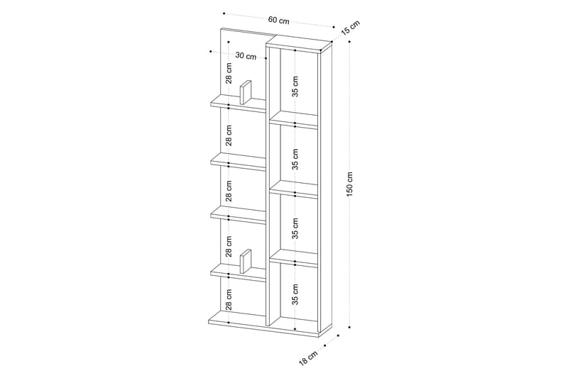 Viva Bokhylla 60x18 cm Vit - Hanah Home - Förvaring - Hylla - Bokhylla