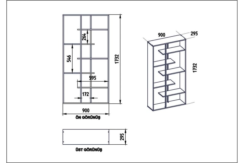 Zallar Bokhylla 90 cm - Valnöt|Svart - Förvaring - Hylla - Bokhylla