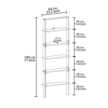 Branik Bokhylla 61x180x25 cm - Antracit och antik valnöt - Förvaring - Hylla - Bokhylla