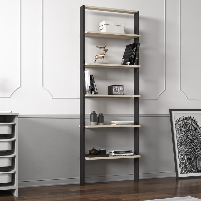 Branik Bokhylla 61x180x25 cm - Travertine och Anthracite - Förvaring - Hylla - Bokhylla