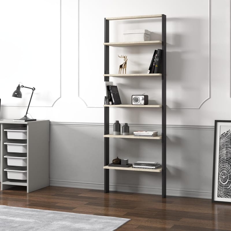 Branik Bokhylla 61x180x25 cm - Travertine och Anthracite - Förvaring - Hylla - Bokhylla