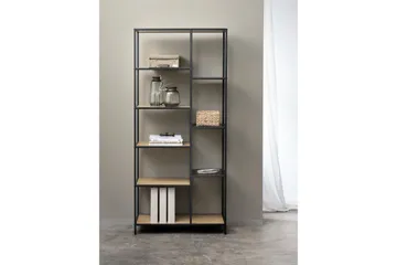 Cytis Industriell Bokhylla 80 cm i Metall med Träskiva - Svart - Förvaring - Hylla - Bokhylla