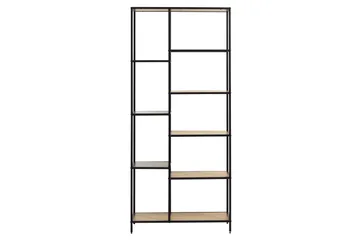 Cytis Industriell Bokhylla 80 cm i Metall med Träskiva - Svart - Förvaring - Hylla - Bokhylla
