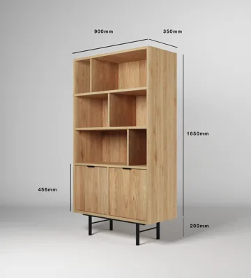 Dravo Bokhylla 90x185 cm - Naturlig hickory - Förvaring - Hylla - Bokhylla