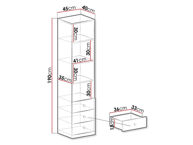 Elvaren Bokhylla 45 cm med öppna hyllor - Förvaring - Hylla - Bokhylla