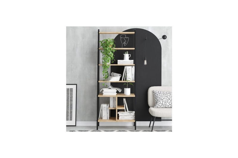 Elyros Bokhylla 64 cm - Ek/Svart - Förvaring - Hylla - Bokhylla