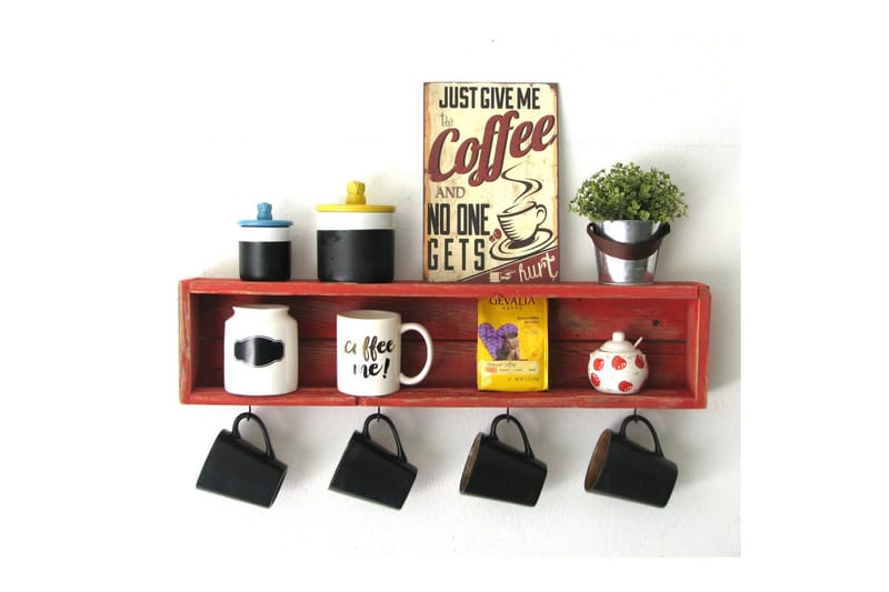 Raniye Kryddhylla 70x10 cm - Röd - Förvaring - Hylla - Förvaringshylla - Kryddhylla & kryddställ