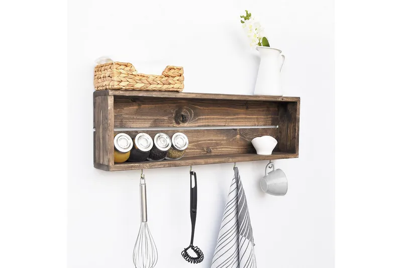 Ticknor Kökshylla 72 cm - Valnöt - Förvaring - Hylla - Förvaringshylla - Kryddhylla & kryddställ