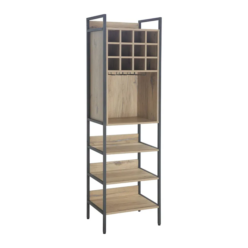 Vinställ Bjeldor Rustic melamin 52x40x180 cm, brun