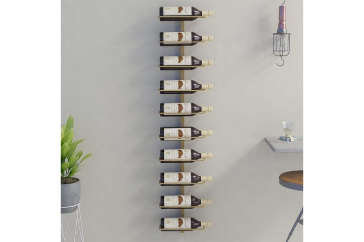 Väggmonterat vinställ för 10 flaskor guld metall - Guld - Vinställ & vinhylla