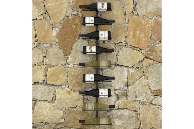 Väggmonterat vinställ för 9 flaskor svart järn - Svart - Vinställ & vinhylla
