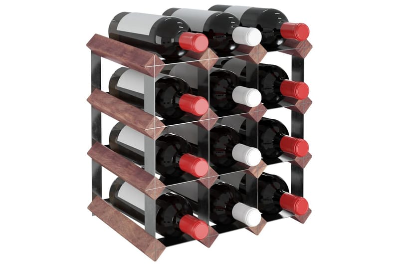 Vinställ för 12 flaskor brun massiv furu - Brun - Vinställ & vinhylla