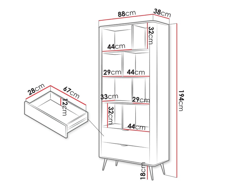 Forba Bokhylla 194 cm - vit - Förvaring - Hylla - Bokhylla