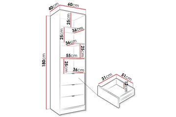 Gudelia Bokhylla 60x40 cm - Svart - Förvaring - Hylla - Bokhylla