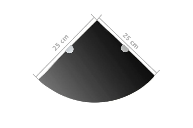 Hörnhyllor 2 st kromade hyllkonsoler glas svart 25x25 cm - Svart - Hörnhylla
