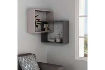 Homitis Vägghylla - Trä/Mörkgrå - Förvaring - Hylla - Hörnhylla