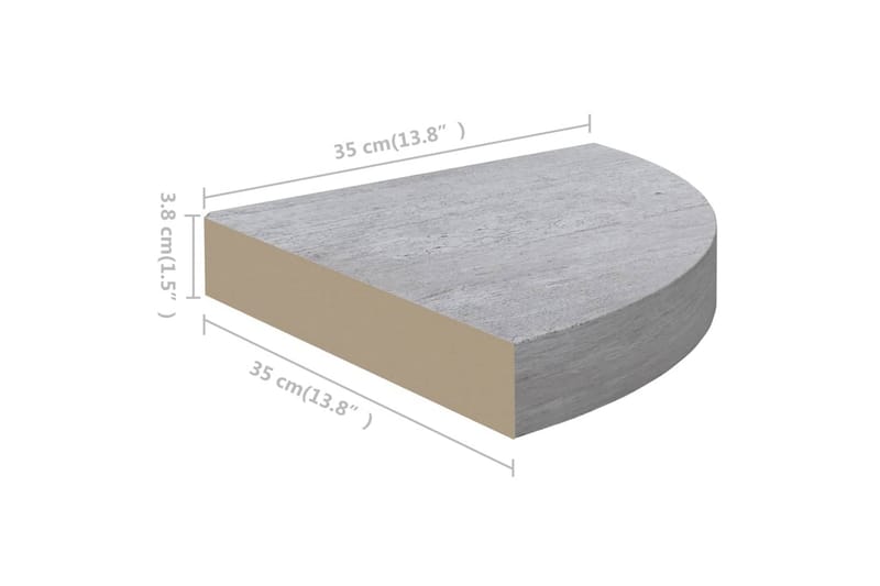 Svävande hörnhylla betonggrå 35x35x3,8 cm MDF - Grå - H�örnhylla