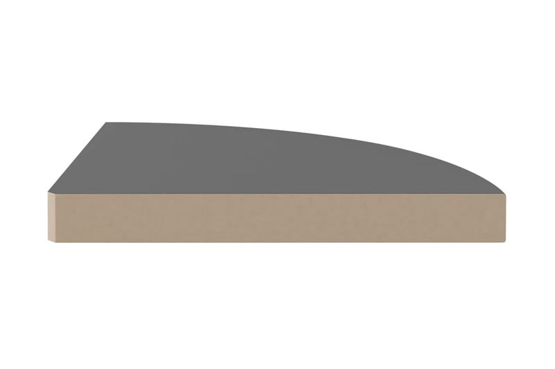Svävande hörnhylla grå högglans 35x35x3,8 cm MDF - Grå - Hörnhylla