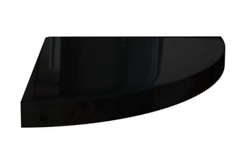 Svävande hörnhylla svart högglans 35x35x3,8 cm MDF