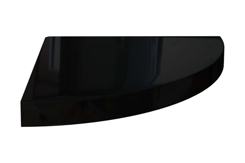 Svävande hörnhylla svart högglans 35x35x3,8 cm MDF - Svart - Hörnhylla