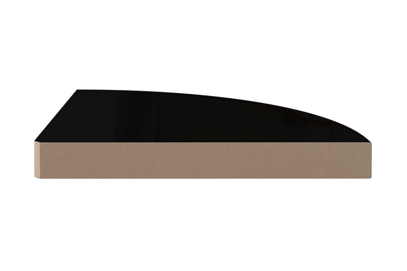 Svävande hörnhylla svart högglans 35x35x3,8 cm MDF - Svart - Hörnhylla