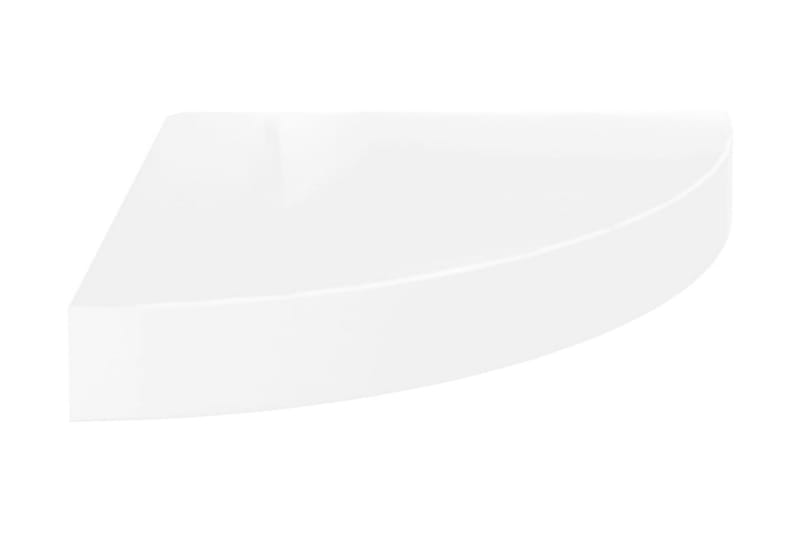 Svävande hörnhylla vit högglans 25x25x3,8 cm MDF - Vit - Hörnhylla