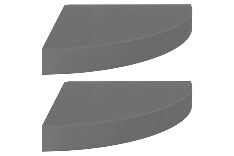 Svävande hörnhyllor 2 st grå högglans 25x25x3,8 cm MDF - Grå - Hörnhylla