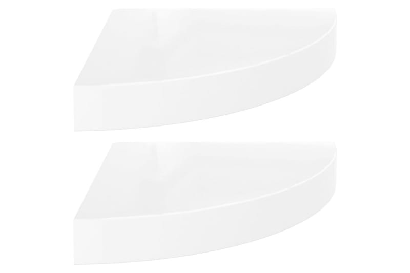 Svävande hörnhyllor 2 st vit högglans 25x25x3,8 cm MDF - Vit - Hörnhylla