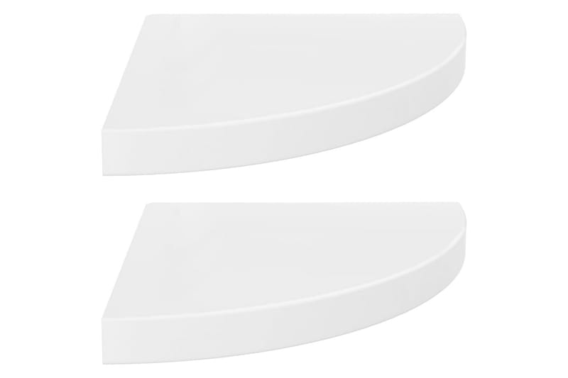 Svävande hörnhyllor 2 st vit högglans 35x35x3,8 cm MDF - Vit - Hörnhylla
