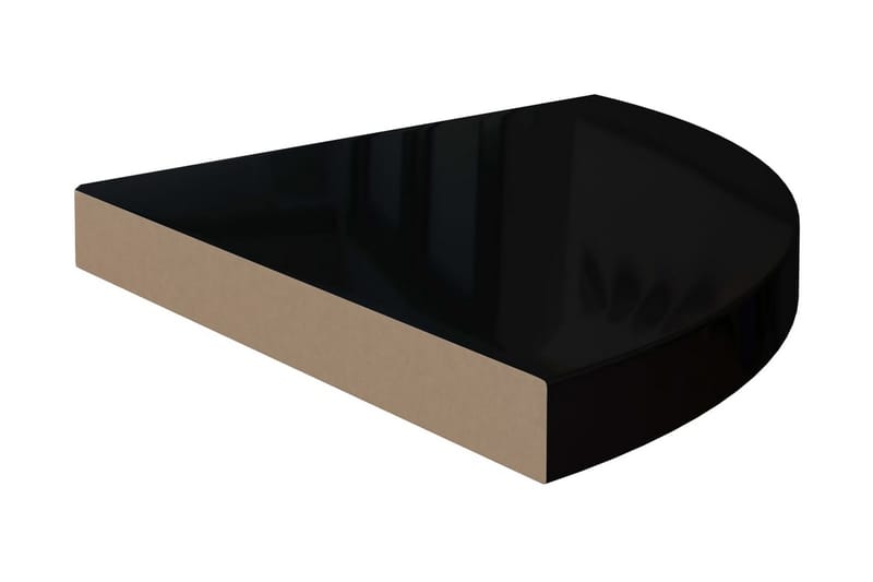 Svävande hörnhyllor 4 st svart högglans 35x35x3,8 cm MDF - Svart - Hörnhylla