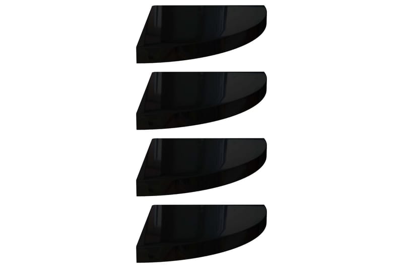 Svävande hörnhyllor 4 st svart högglans 35x35x3,8 cm MDF - Svart - Hörnhylla