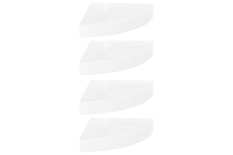 Svävande hörnhyllor 4 st vit högglans 25x25x3,8 cm MDF - Vit - Hörnhylla