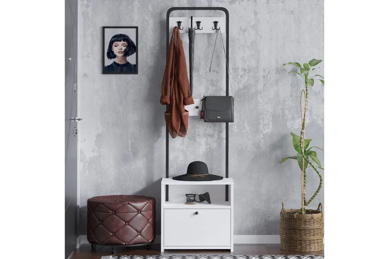 Hallmöbel Springhill Vit / Svart - Svart/Vit - Möbler - Hallmöbler - Möbelset för hall & entre