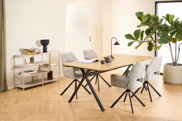 Hasslevik Bokhylla 114 cm i Metall med Träskiva - Sandbeige - Förvaring - Hylla - Bokhylla