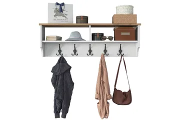 Caraway Hatthylla 120x22,2 cm Vit/Brun - Hanah Home - Förvaring - Hylla - Hatthylla