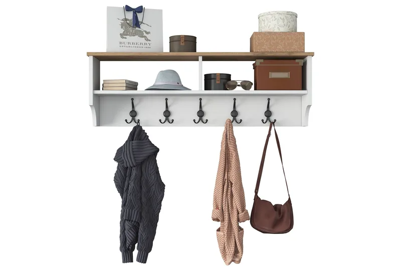 Caraway Hatthylla 120x22,2 cm Vit/Brun - Hanah Home - Förvaring - Hylla - Hatthylla